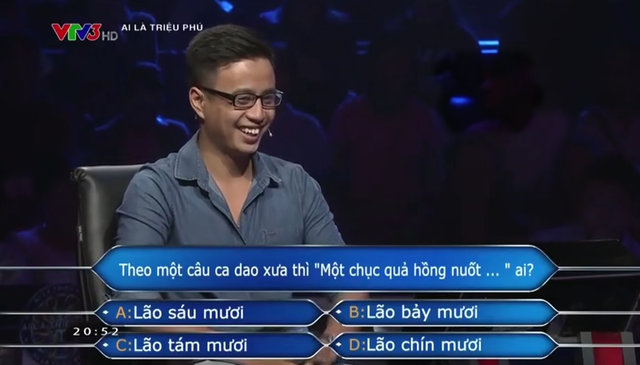 "Một chục quả hồng nuốt…" ai? - Câu hỏi khiến người chơi Ai Là Triệu Phú phải dùng quyền trợ giúp ở câu thứ 3 - Ảnh 1.