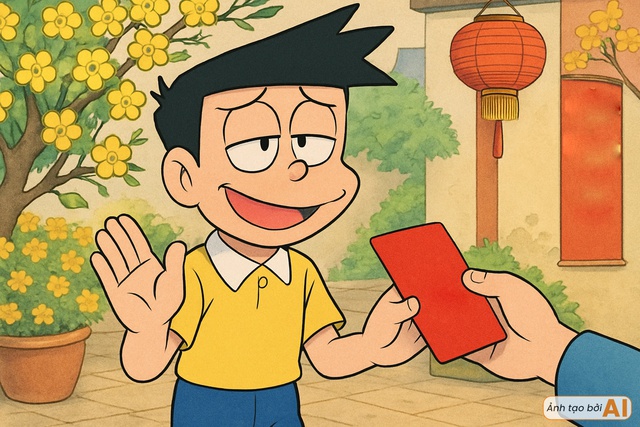 Nếu đến Việt Nam đ&oacute;n Tết, nh&oacute;m bạn Doraemon tự nhi&ecirc;n được l&igrave; x&igrave;: Người ngượng ng&ugrave;ng cảm ơn, người nhận nhanh như gi&oacute;- Ảnh 4.