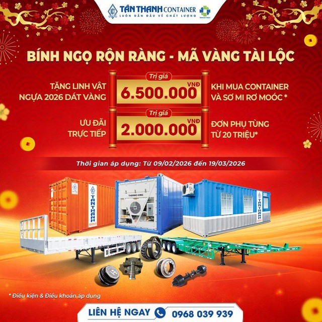 Chương trình Khuyến mãi “Bính Ngọ Rộn Ràng – Mã Vàng Tài Lộc” cùng Tân Thanh Container. - Ảnh 2.