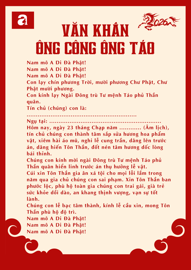 Bài văn khấn nôm tiễn Táo Quân về trời 2026 giúp gia chủ "cầu được ước thấy", cả năm đỏ vận - Ảnh 2.