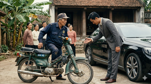 Bố vợ l&agrave;m bảo vệ, ng&agrave;y họp mặt 2 b&ecirc;n, &ocirc;ng l&aacute;i chiếc xe cũ n&aacute;t nhưng Tổng gi&aacute;m đốc phải đứng dậy c&uacute;i ch&agrave;o - Ảnh 1.