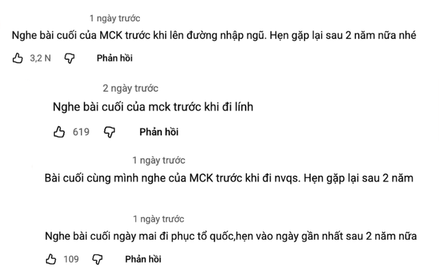 Hội t&acirc;n binh nhập ngũ c&ugrave;ng nghe bản nhạc Việt hot nhất hiện nay, đồng loạt để lại lời nhắn dưới MV khiến MXH ph&aacute;t sốt- Ảnh 1.