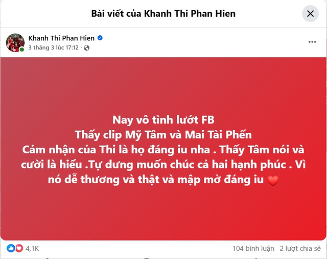 Kh&aacute;nh Thi ngưỡng mộ Mỹ T&acirc;m v&agrave; Mai T&agrave;i Phến: "Thật dễ thương, mập mờ đ&aacute;ng y&ecirc;u"- Ảnh 1.