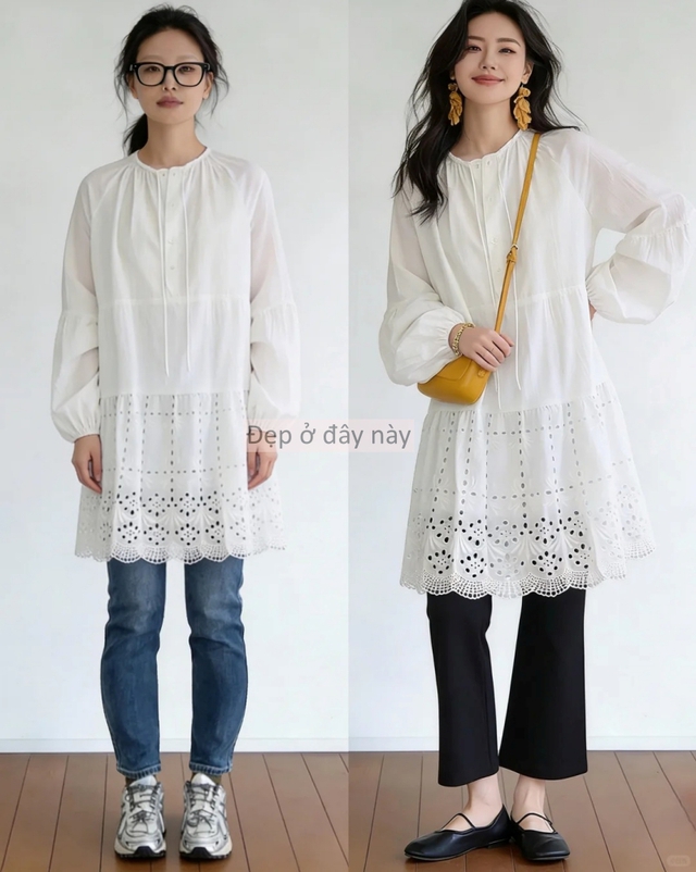 Bỏ quần jeans, thay bằng quần ống su&ocirc;ng: 9 set đồ đơn giản gi&uacute;p chị em &ldquo;lột x&aacute;c&rdquo; d&aacute;ng v&oacute;c chỉ trong v&agrave;i ph&uacute;t - Ảnh 1.