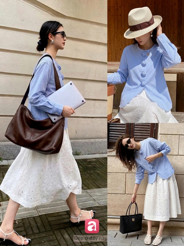 Xanh nhạt – gam màu “nhẹ tênh” nhưng mặc lên là sang: 4 công thức đi làm chuẩn thanh lịch - Ảnh 3.