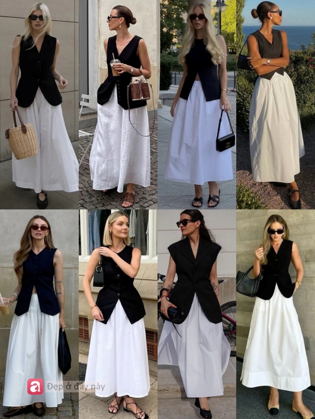 Không cần đồ đắt tiền vẫn toát lên khí chất “old money”: Chỉ cần áo gile đen + váy trắng là đủ - Ảnh 1.
