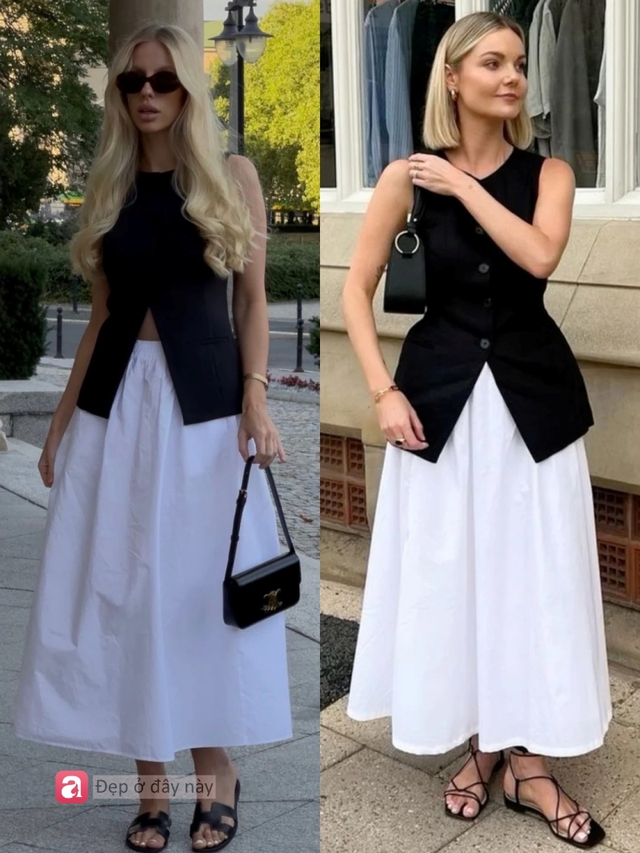 Không cần đồ đắt tiền vẫn toát lên khí chất “old money”: Chỉ cần áo gile đen + váy trắng là đủ - Ảnh 3.