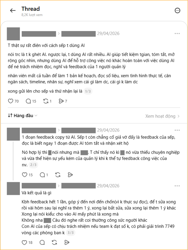 Đi l&agrave;m gặp sếp lạm dụng AI: Gửi g&igrave; sếp cũng quăng cho AI nhận x&eacute;t, c&ograve;n dọa &ldquo;chi 500k cho AI l&agrave; thay thế được cả đ&aacute;m&rdquo;- Ảnh 2.