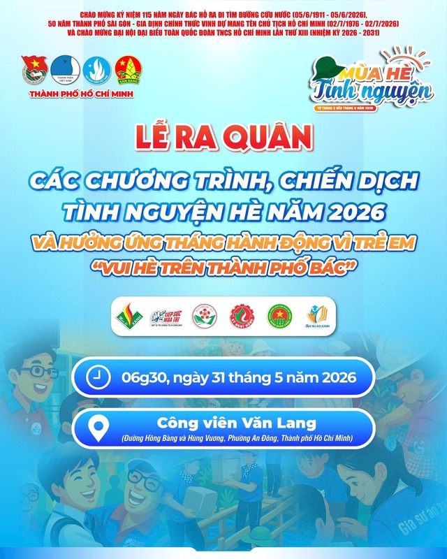 TP. Hồ Ch&iacute; Minh&nbsp;ph&aacute;t động Chiến dịch t&igrave;nh nguyện M&ugrave;a h&egrave; xanh lần thứ 33 năm 2026: Kh&aacute;t vọng xanh tr&ecirc;n Th&agrave;nh phố mang t&ecirc;n Người - Ảnh 4.