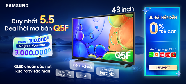 Duy nhất ngày 5.5: Samsung tung deal TV QLED Q5F giá chỉ 8,4 triệu đồng, ưu đãi tới 3 triệu đồng - Ảnh 3.