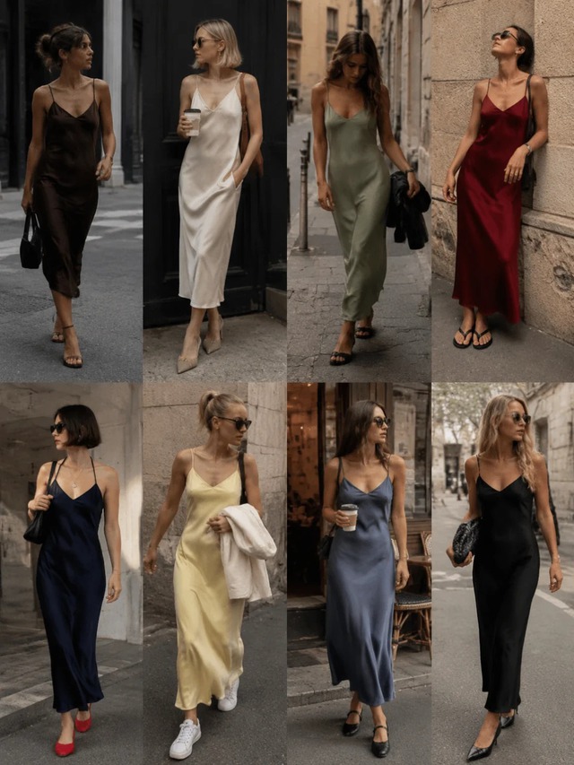 Muốn c&oacute; vẻ ngo&agrave;i "quiet luxury" m&ugrave;a h&egrave;, h&atilde;y bắt đầu từ một chiếc v&aacute;y lụa hai d&acirc;y - Ảnh 4.