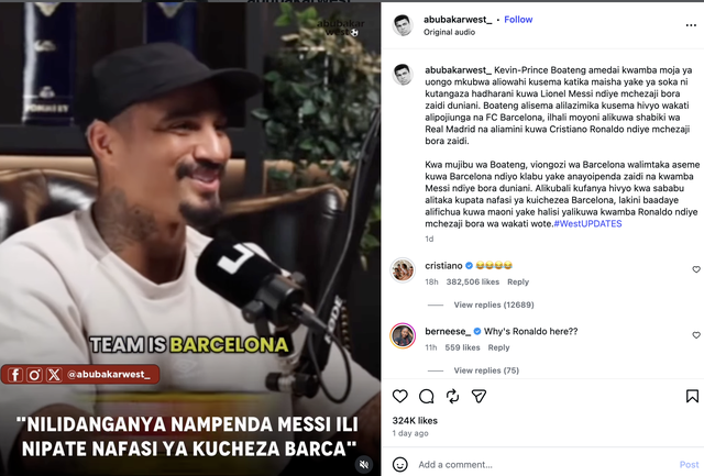 Kevin-Prince Boateng thừa nhận "dối l&ograve;ng" khen Messi hay nhất để được gia nhập Barcelona, Ronaldo lập tức v&agrave;o thả icon cười cợt!- Ảnh 2.
