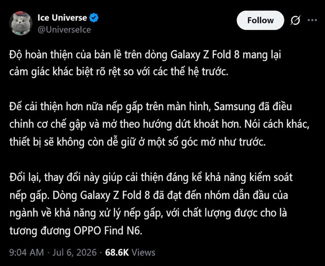 Galaxy Z Fold 8 có thể thay đổi từ bên trong để hoàn thiện trải nghiệm bên ngoài - Ảnh 1.