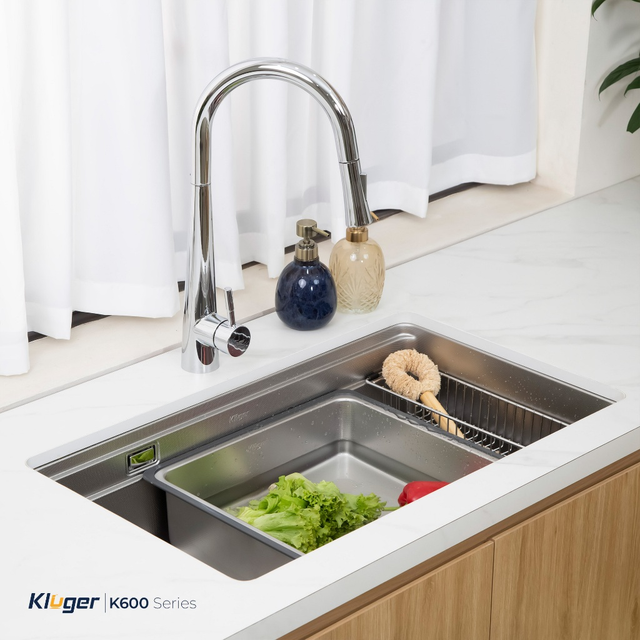 Nâng tầm không gian bếp hiện đại với bộ sưu tập chậu rửa bát 1 hố và vòi rửa cao cấp Kluger - Ảnh 1.