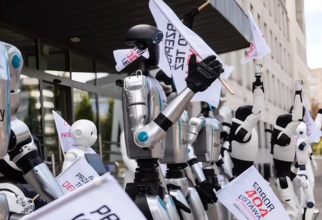 Cảnh tượng khó tin tại Ba Lan: Robot xuống đường “biểu tình”, đòi bảo vệ việc làm cho con người trước AI- Ảnh 1.