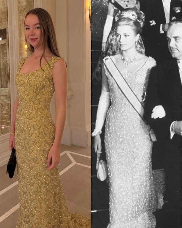 Cháu gái Grace Kelly mặc lại chiếc váy Givenchy bà từng diện 64 năm trước, đẹp như bước ra từ ảnh cũ - Ảnh 1.