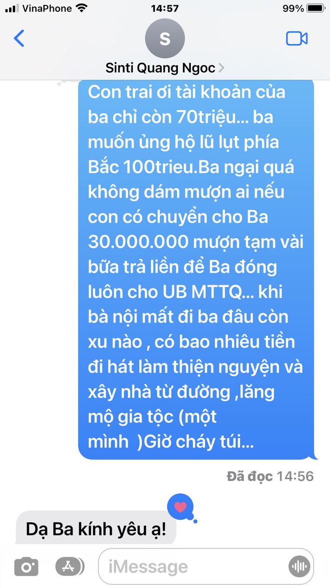 Danh ca Ngọc Sơn vét hết tiền trong tài khoản, đi vay thêm 30 triệu để ủng hộ lũ lụt- Ảnh 2.