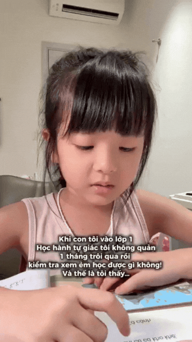 Con gái chăm ngoan, đọc chữ vanh vách, Trương Mỹ Nhân ngỡ ngàng “Con học lớp 1 nhàn vậy sao?” - Ảnh 2.