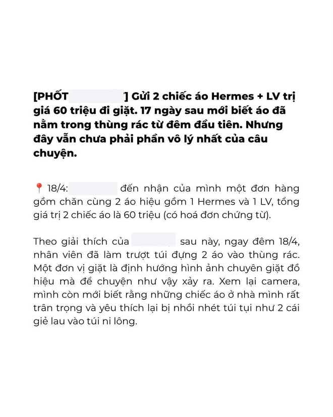 Drama khách tố tiệm giặt Hà Nội làm mất 2 áo hiệu 60 triệu, áo khoác LV 150 triệu cũng gặp sự cố thảm thương- Ảnh 2. Drama khách tố tiệm giặt Hà Nội làm mất 2 áo hiệu 60 triệu, áo khoác LV 150 triệu cũng gặp sự cố thảm thương- Ảnh 2.