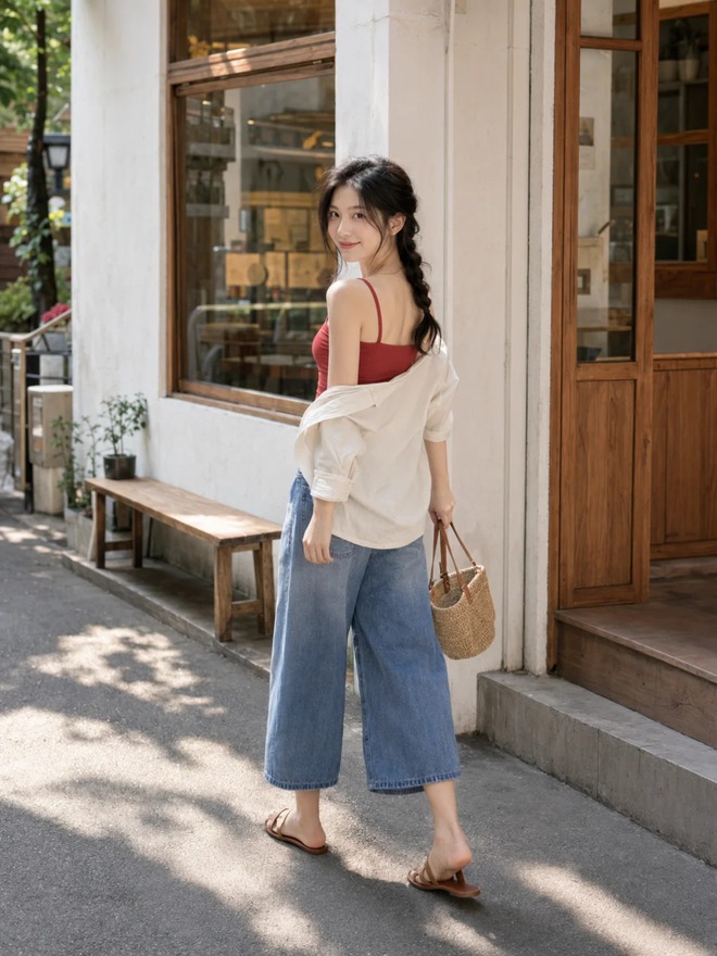 Có vẻ quần jeans lửng ống rộng đang âm thầm thay thế những chiếc quần dài quen thuộc - Ảnh 9.