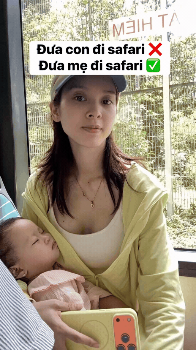 Quỳnh Lương đưa con đi vườn thú safari gặp tình huống dở khóc dở cười, nhiều phụ huynh đồng cảm - Ảnh 2.