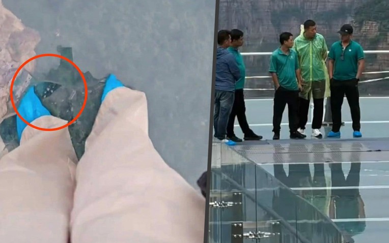 Cầu kính trên không cao 336 mét nứt toác, du khách hoảng loạn sơ tán- Ảnh 1.