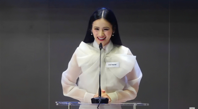 Ý Nhi đưa khát vọng chắp cánh cho trẻ em Việt Nam vào phần thi Head To Head Challenge tại "Miss World"- Ảnh 3.