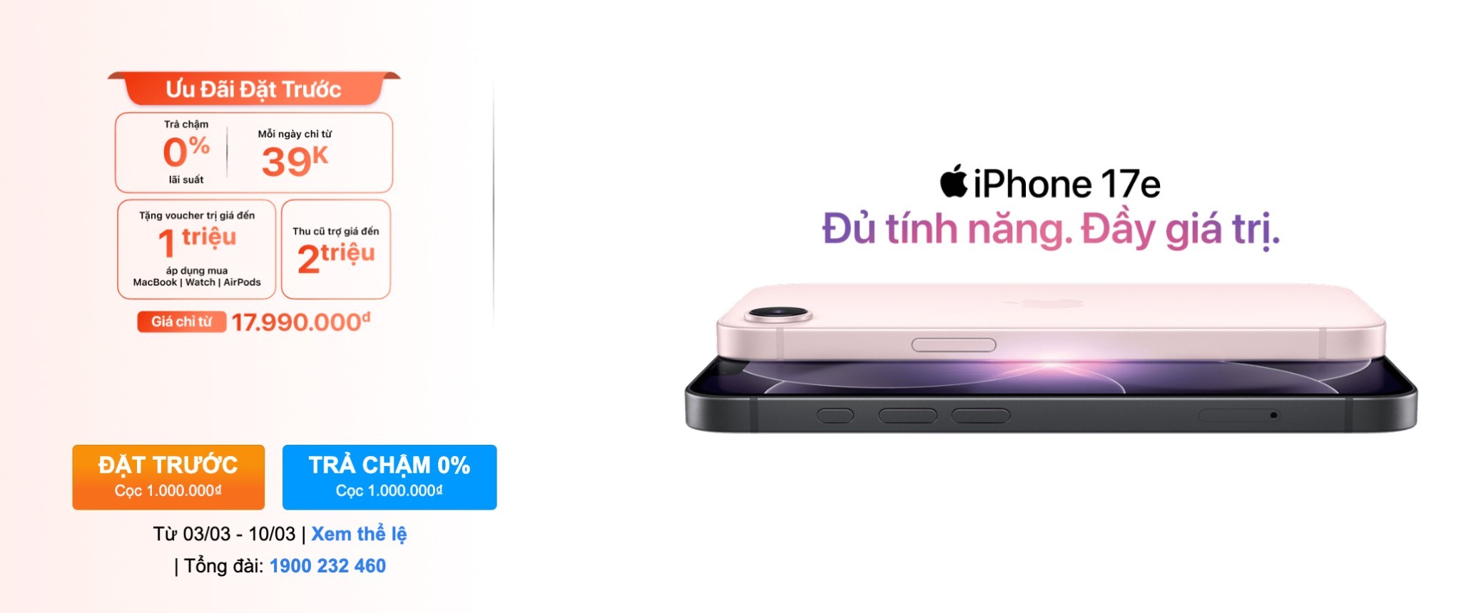 Đặt trước iPhone 17e tại Thế giới di động & TopZone: Ưu đ&atilde;i khủng, sở hữu chỉ từ 39K mỗi ng&agrave;y - Ảnh 2.