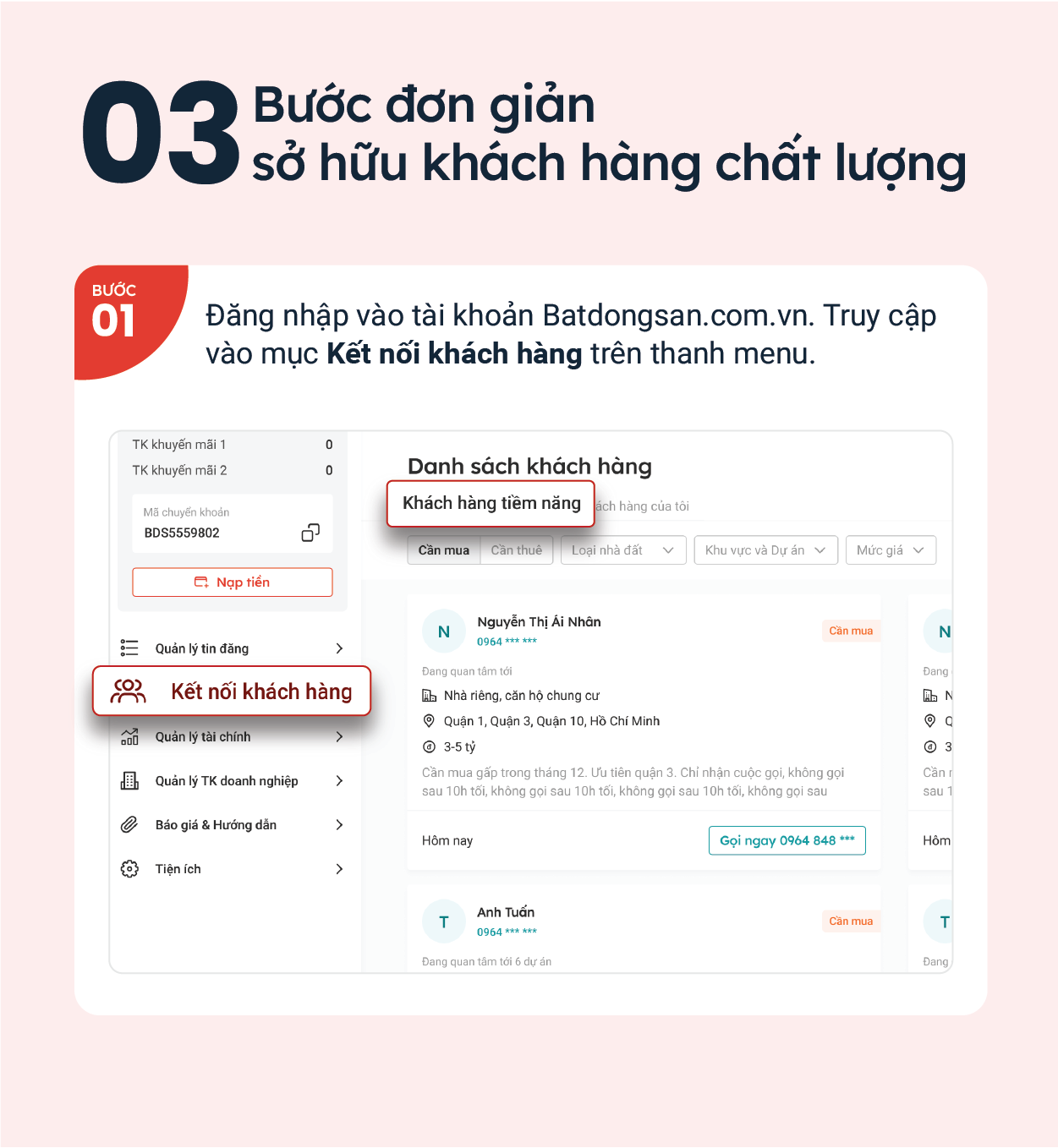 3 bước sở hữu kh&aacute;ch h&agrave;ng tiềm năng