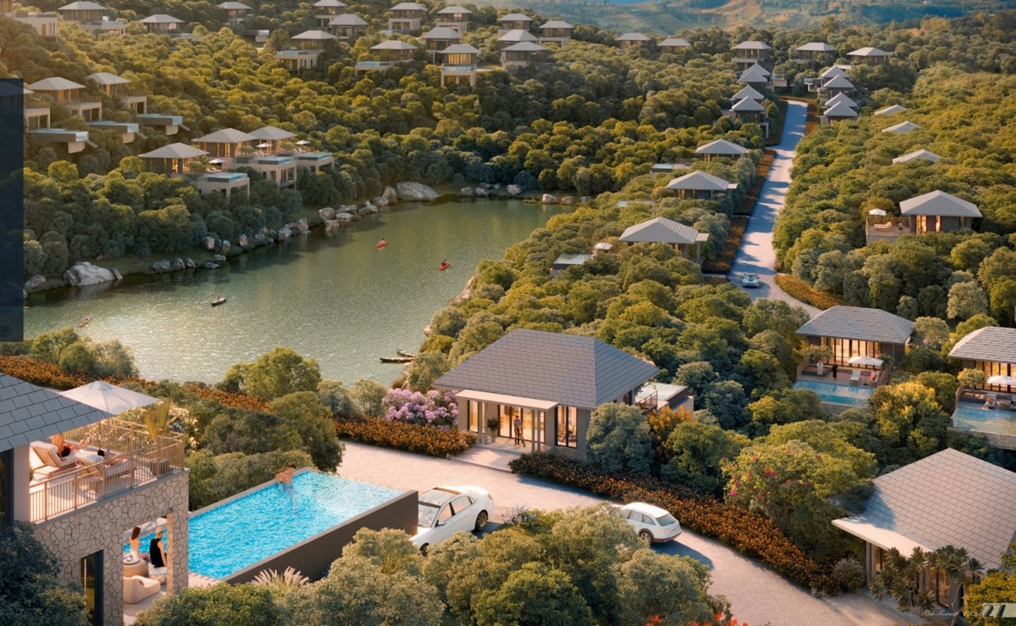 The Forest Villas được thiết kế theo phong c&aacute;ch biệt thự kiểu Nhật hiện đại.