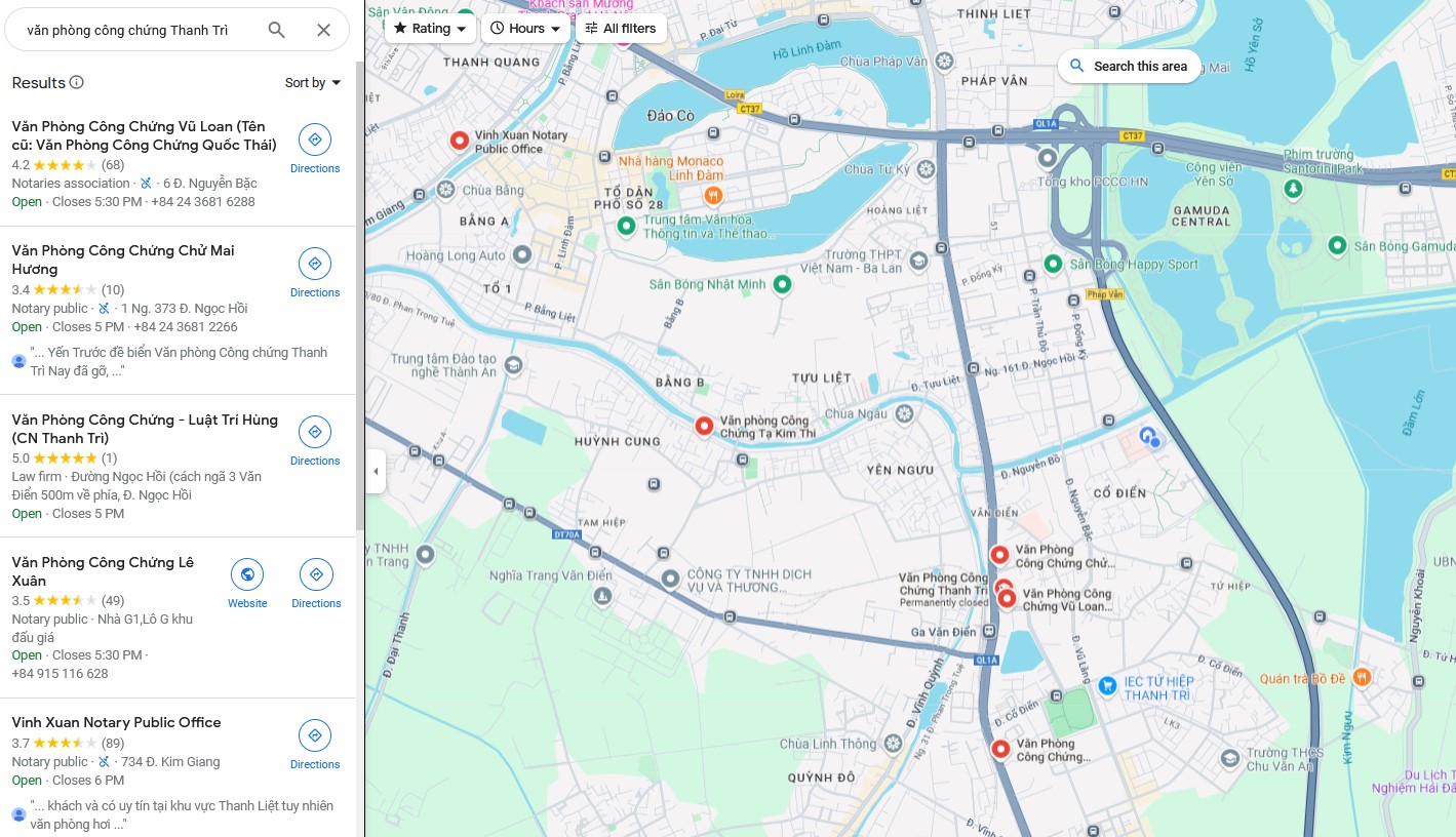 Cách tìm văn phòng công chứng gần nhất trên Google map