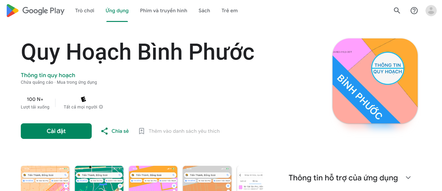 App tra cứu thông tin quy hoạch Bình Phước.