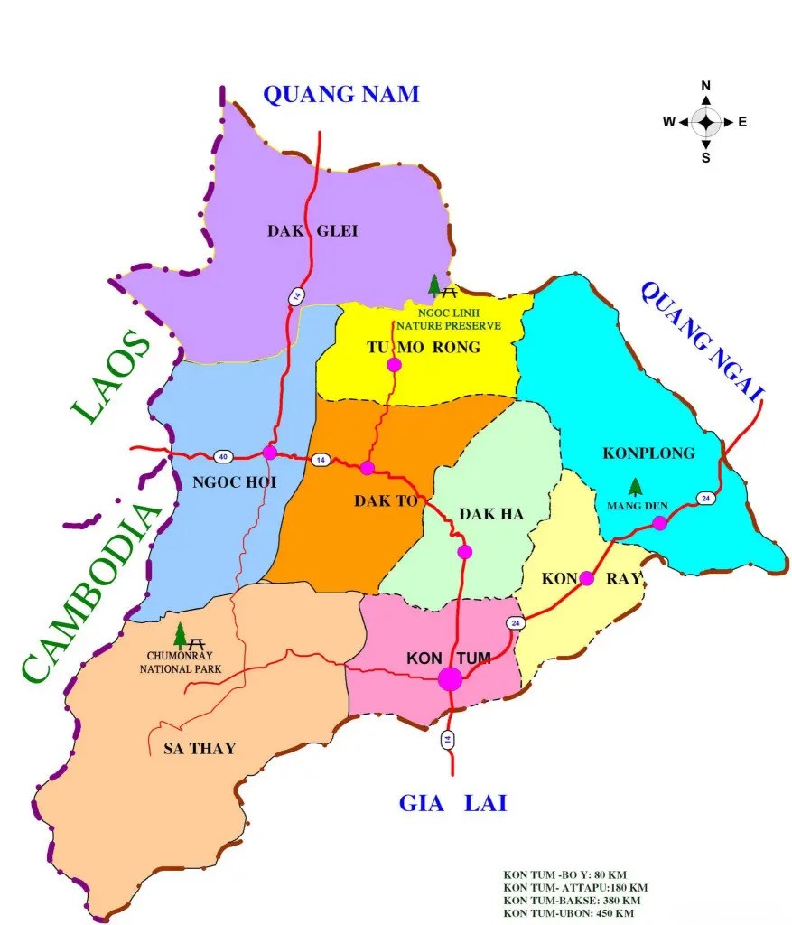 Vị trí địa lý thành phố Kon Tum gần tỉnh nào?