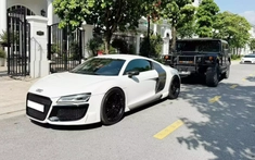 Bộ đôi xế khủng Audi R8 và hàng kịch độc Hummer H1 trên đường phố Hà Nội
