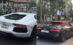 Đã mắt với cặp siêu xe Audi R8 V10 Spyder và Lamborghini Aventador dạo phố