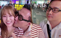 Trấn Thành liên tục hôn má Hari Won ở Hàn Quốc