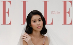 Cô dâu Tiên Nguyễn mặc váy cưới đính kết 15.000 bông hoa linh lan trên bìa tạp chí Elle danh tiếng