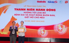 Trao giải cuộc thi "Thanh niên hành động - Hướng tới loại bỏ bệnh dại và hoạt động buôn bán, giết mổ chó mèo"