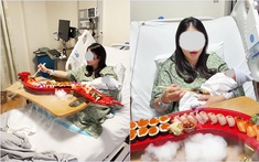 Sản phụ gây tranh cãi dữ dội vì vừa sinh xong đã mukbang sushi ngay trên giường bệnh, ôm hi88.com - hi88.win ngồi ăn giữa làn khói mịt mù