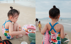 Những bức hình đi biển cực xinh của Pam khiến fan giật mình nhận ra "em bé mặt vuông" lớn nhanh quá rồi!