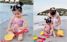 Bé út Hannie nhà Đông Nhi được khen xinh như tiểu tiên cá ở Phú Quốc, khoe chiếc bụng "tròn ủm" đến là yêu!