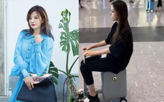 Con gái Triệu Vy lộ diện tại sân bay: Dáng cao nổi bật, nét mặt mệt mỏi