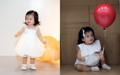 Công chúa út Hannie nhà Ông Cao Thắng tròn 1 tuổi mà tóc dài xinh chẳng kém gì chị Winnie: Sao mà mẹ Đông Nhi đẻ khéo quá vậy?