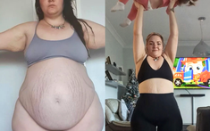Người mẹ quá khổ giảm 45kg ngay tại nhà, dùng 2 con làm tạ