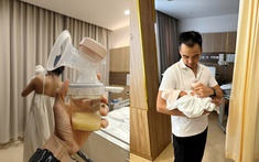 Vợ chồng Hoa hậu H'Hen Niê thức trắng đêm trông con, chắt chiu từng giọt sữa non cho con bú