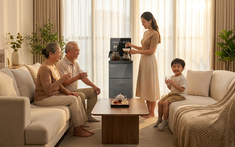 Tạm biệt nỗi ám ảnh bê bình 20 lít: Cây nước bàn trà nối thẳng RO, biến phòng khách thành "trạm pha chế" tại gia