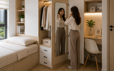 "Đứng hình" trước thiết kế “giường kiểu bục” của nhà hàng xóm: Phòng ngủ chỉ 9m² nhưng vẫn đủ chỗ ngủ, làm việc và lưu trữ