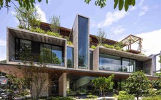 Biệt thự 1000 m² Hưng Yên: Cấu trúc tương giao giữa khối bê tông mộc và pavilion gỗ trên cao