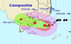 Bão giật cấp 11-12 đi vào Nam Bình Thuận - Bến Tre