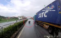 Đang chạy trên quốc lộ 5, xe container bất ngờ rụng bánh khiến nhiều tài xế hoảng hốt